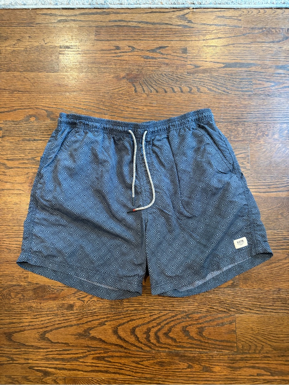 Katin Navy Diamond-Pattern Swim Trunks